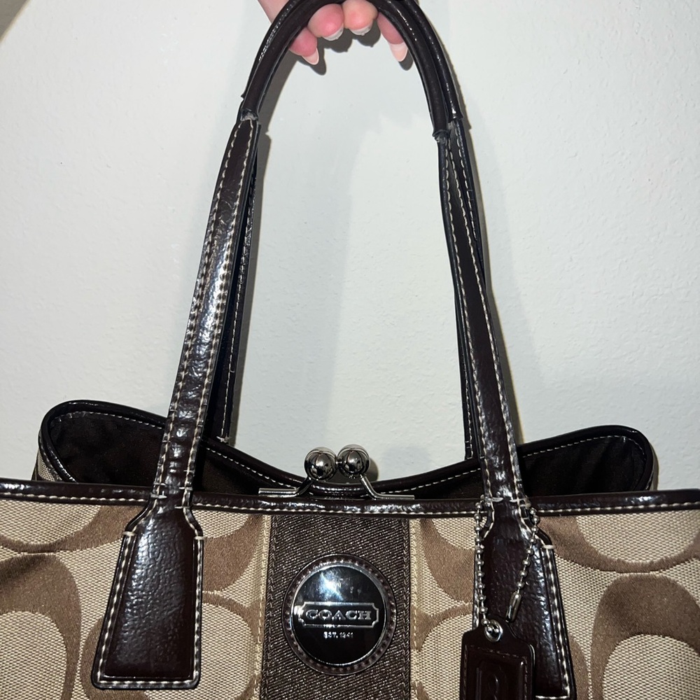 COACH Signature Canvas Tote Bag in Brown - Picture 9 of 11